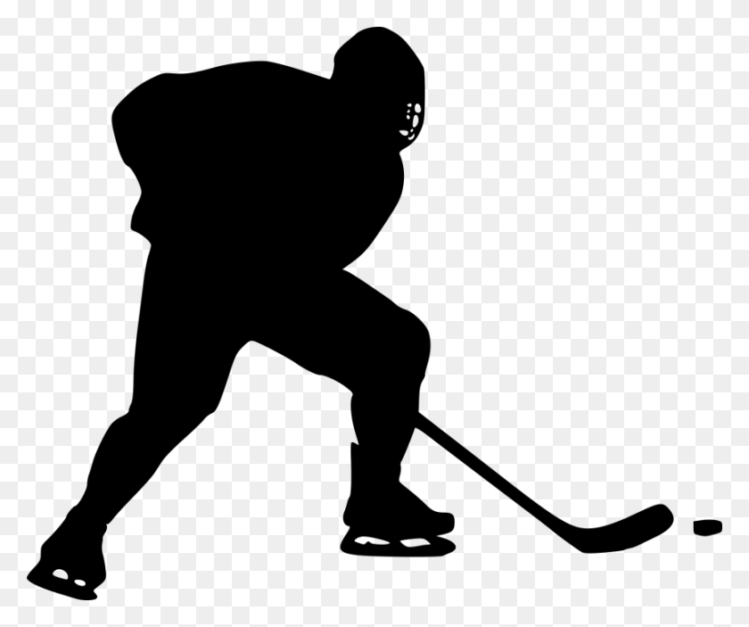 850x701 Хоккейный Силуэт Картинки Usbdata - Хоккейный Клипарт Черный И Белый