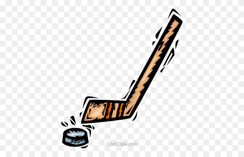 418x480 Hockey Stick And Puck Royalty Free Vector Clip Art Illustration - Parks And Recreation Clipart