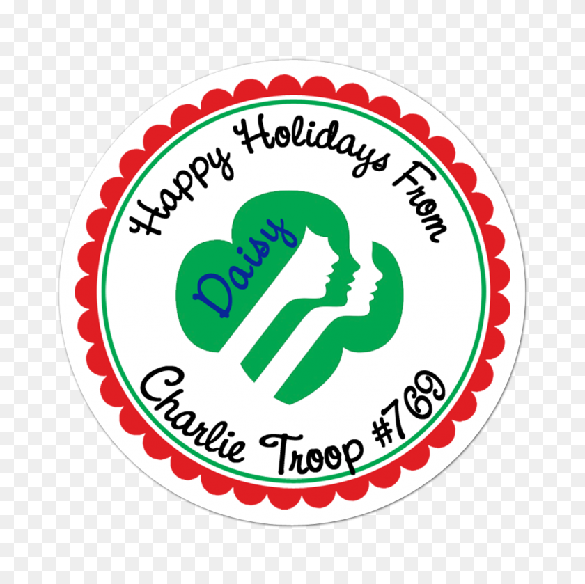 1000x1000 Holiday Girl Scout Personalized Sticker Inktropolis - Girl Scout PNG