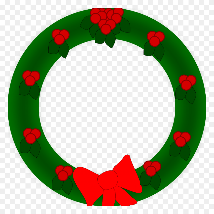 800x800 Holiday Wreath Clip Art Free - Wreath Clipart Black And White