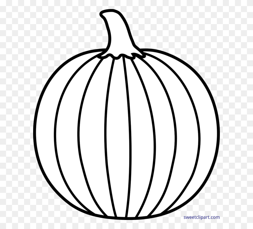 620x700 Holidays Halloween Or Food Pumpkin Lineart Clip Art - Pumpkin Black And White Clipart