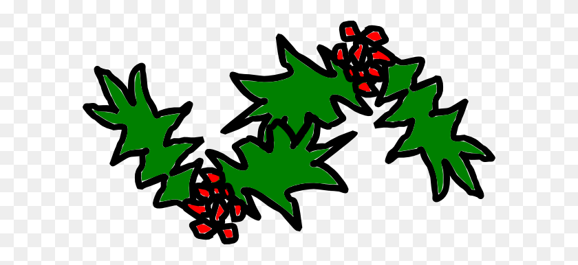 600x326 Holley Clipart Small Christmas - Holly Garland Clipart