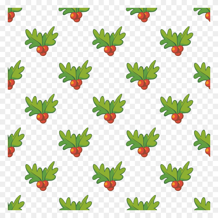 2400x2400 Holly Seamless Pattern Icons Png - Holly Border PNG