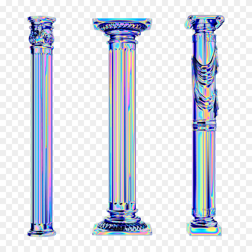 2896x2896 Holo Column Greek Roman Holo Holographic Vaporwave Aest - Greek Column PNG