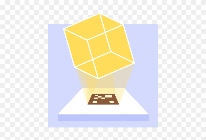 512x512 Hologram Transparent Cube Projection - Hologram PNG