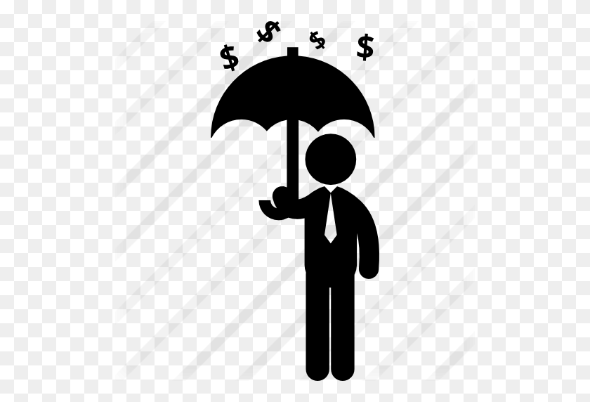 512x512 Hombre Que Sostiene Un Paraguas Bajo La Lluvia De De - Dolares PNG
