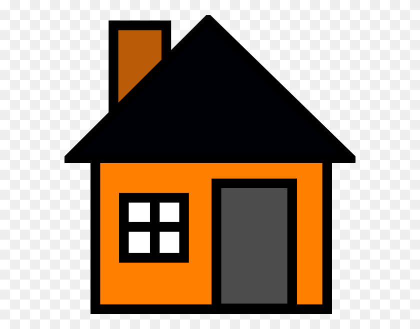 582x599 Home Clipart Orange - Row Of Houses Clipart