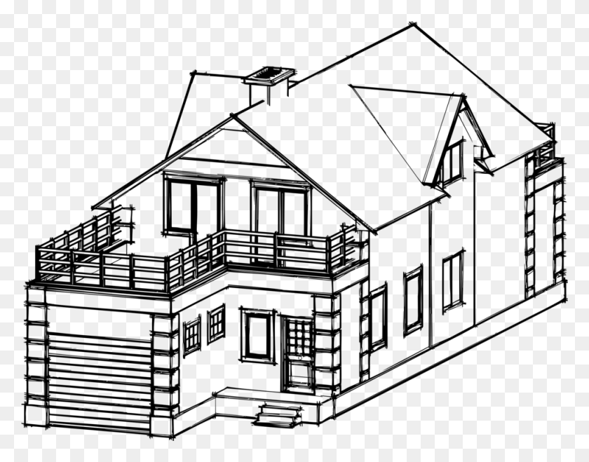976x750 Home Line Art Architecture Drawing House - Roof Clipart Black And White