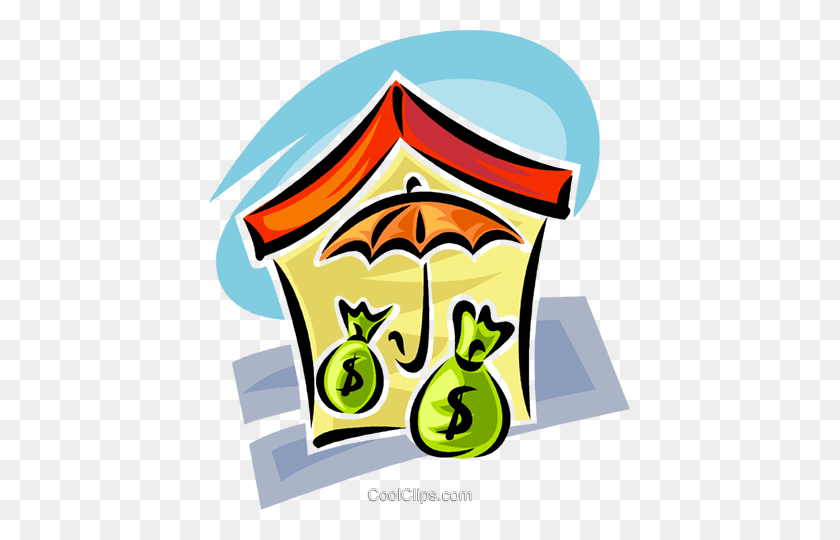 421x480 Home Mortgage Royalty Free Vector Clip Art Illustration - Mortgage Clipart