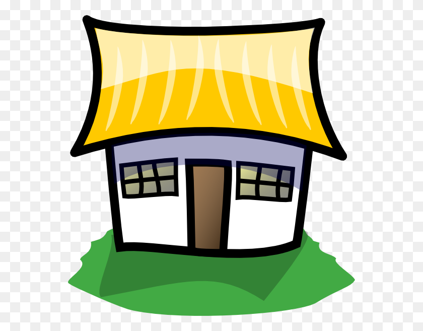 570x597 Home With Large Yellow Roof Clip Art - Yellow House Clipart