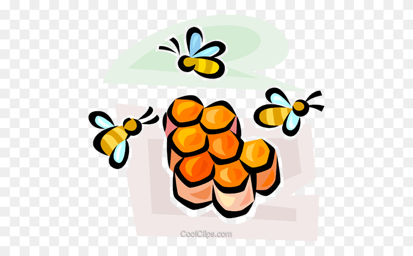 480x460 Honeybee And Honeycomb Royalty Free Vector Clip Art Illustration - Honeycomb Clipart