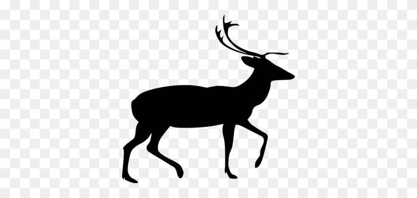 348x340 Horn Drawing Deer Download Antler - Antler Clipart Black And White