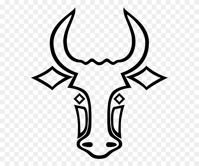 579x640 Horns Clipart Cow Horn - Cow Face Clipart Black And White