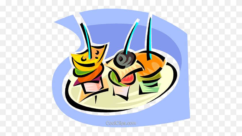480x413 Hors D'oeuvres Royalty Free Vector Clip Art Illustration - Appetizer Clipart