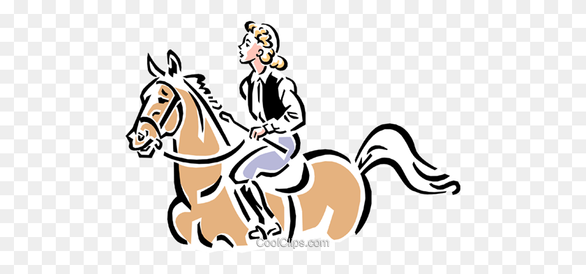 480x333 Horse And Rider Royalty Free Vector Clip Art Illustration - Equestrian Clipart