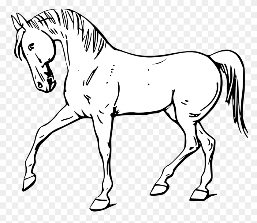 958x820 Клипарт Лошадь Черный И Белый - Клипарт Бегущая Лошадь