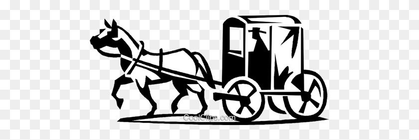 480x221 Horse Drawn Carriages Royalty Free Vector Clip Art Illustration - Horse And Cart Clipart