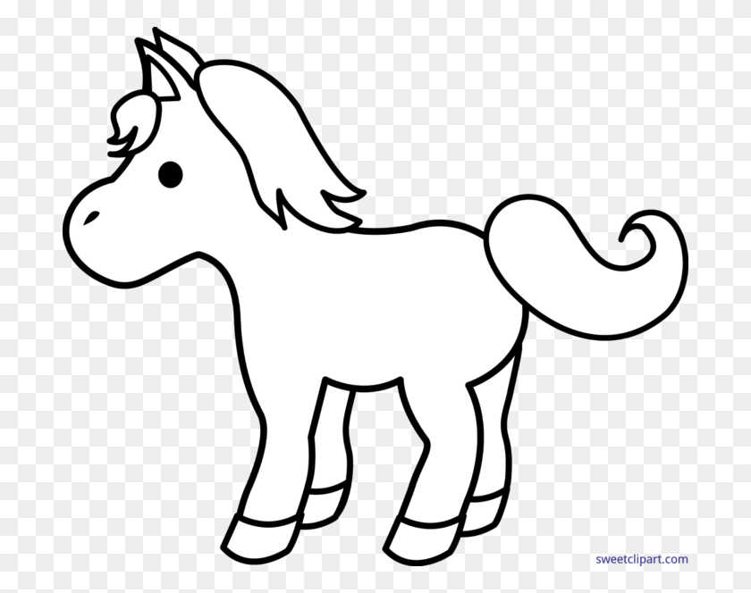 700x604 Horse Pony Black White Lineart Cute Clip Art - Pony Clipart Black And White