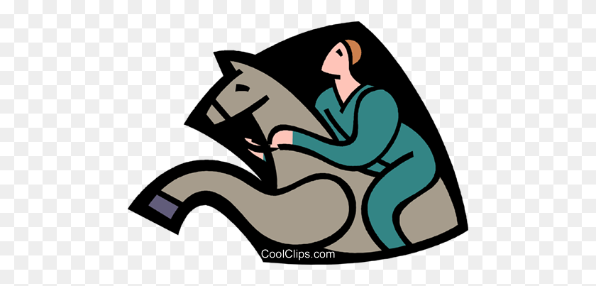480x343 Всадник, Прыгающая Лошадь Клипарт В Векторе - Верховая Езда Клипарт