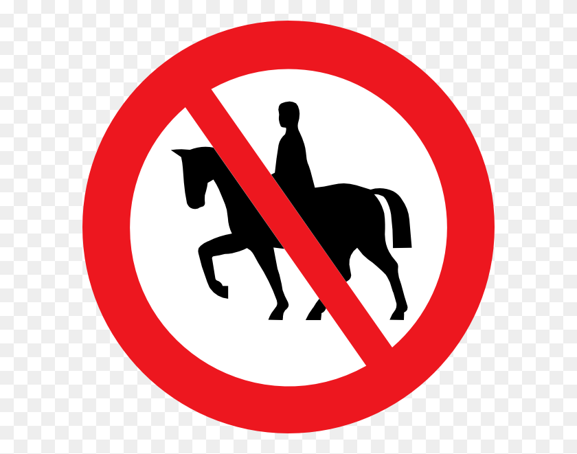 600x601 Horse Riding Prohibited White Bg Clip Art - Dressage Clipart