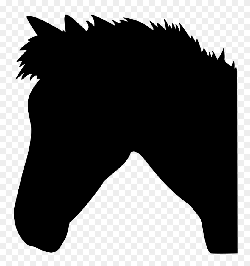 828x889 Horse Silhouette - Unicorn Head Clipart Black And White