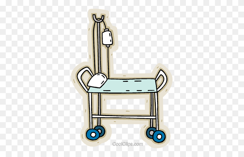 349x480 Hospital Bed Royalty Free Vector Clip Art Illustration - Bed Clipart PNG