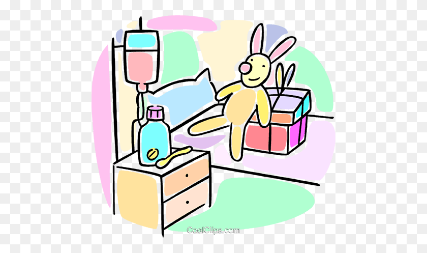 480x437 Hospital Room With Presents Royalty Free Vector Clip Art - Room Clipart