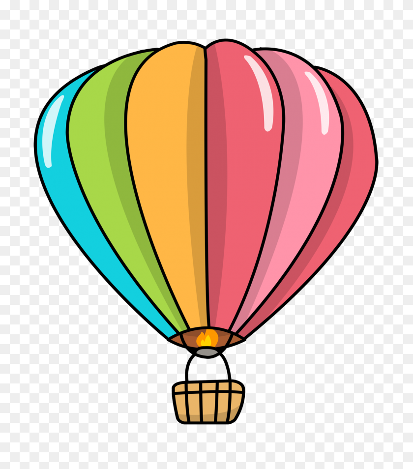 1200x1376 Hot Air Balloon Clip Art Outline - Gold Balloons Clipart