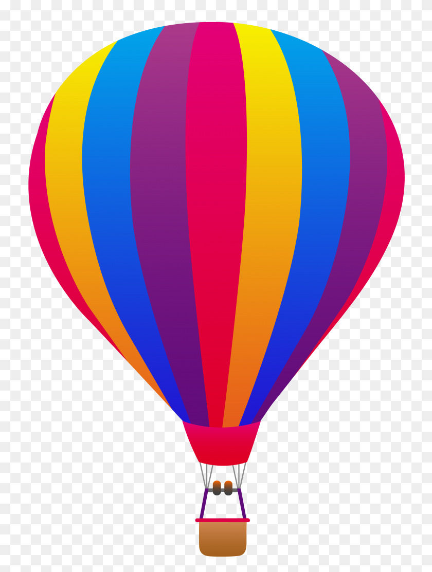 4114x5559 Hot Air Balloon Clip Art Pink Yellow Blue And Purple Balloon - Sky Background Clipart