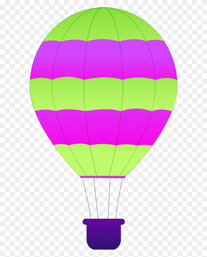 600x985 Hot Air Balloon Clipart Striped - Hot Air Balloon Basket Clipart