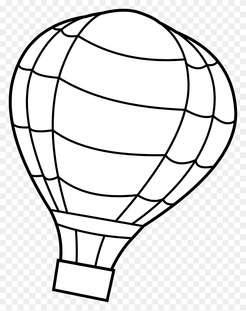 3583x4606 Hot Air Balloon Outline - Hot Air Balloon Basket Clipart