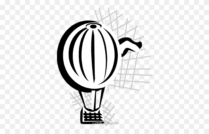 382x480 Hot Air Balloon Royalty Free Vector Clip Art Illustration - Air Clipart Black And White