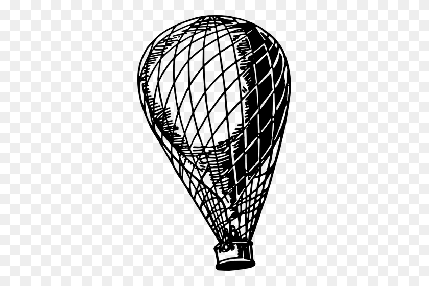 301x500 Hot Air Balloon Vector Drawing - Hot Air Balloon Black And White Clipart