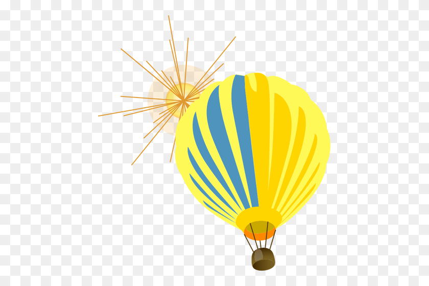 455x500 Hot Air Balloon With Sun - Hot Air Balloon Basket Clipart