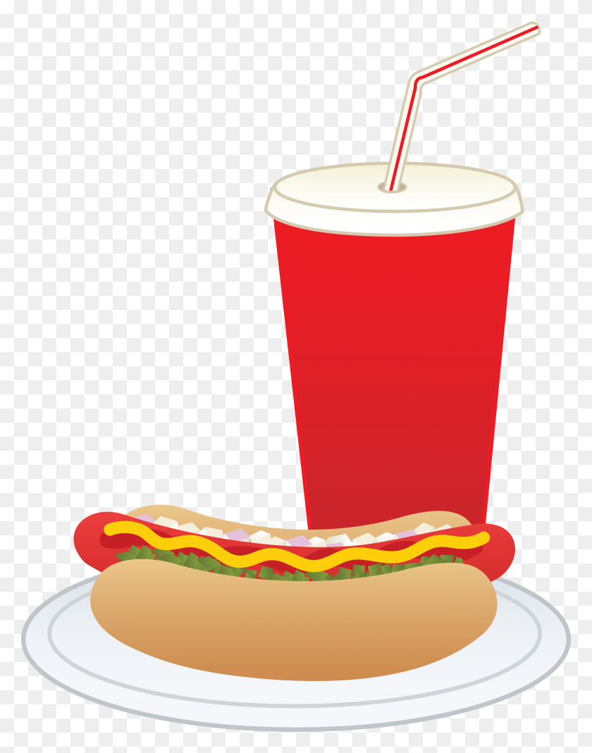 5642x7305 Hot Dog And Soft Drink - Pop Art Clipart