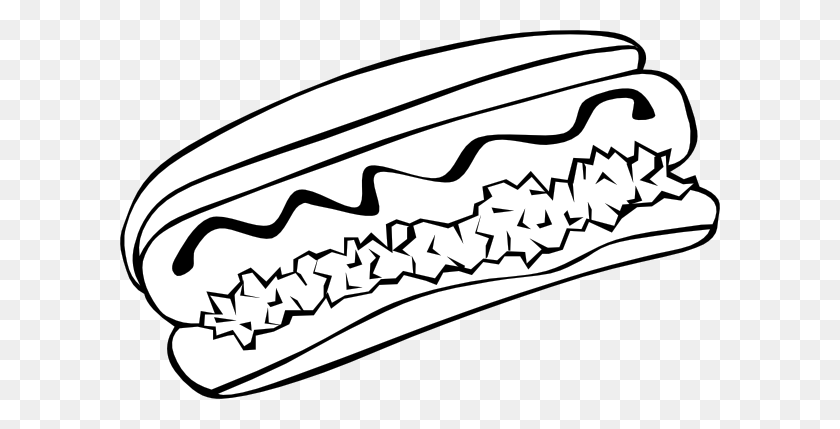600x369 Hot Dog Clipart Black And White - Sushi Clipart Black And White