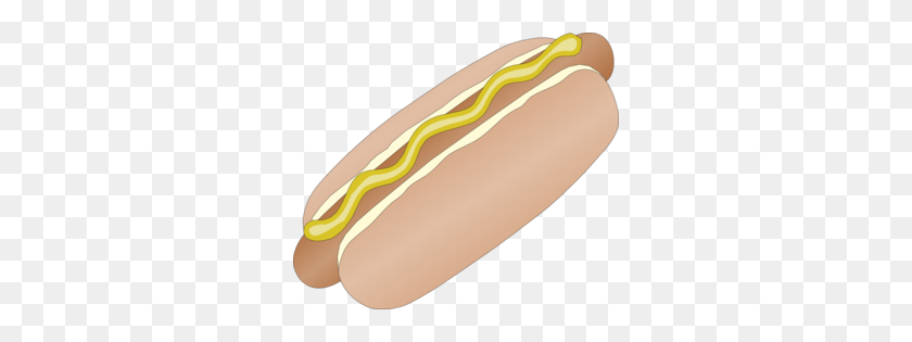 300x255 Hot Dog In Bun With Mustard Clip Art - Bun Clipart