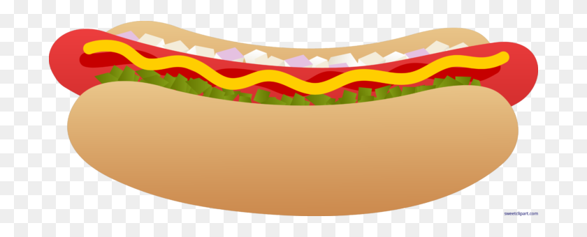 700x280 Hot Dog On Bun Clip Art - Burger Bun Clipart
