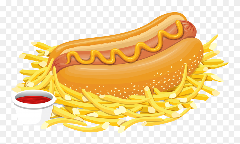 4000x2286 Hot Dog With Ketchup Png Clipart - Sausage Clipart