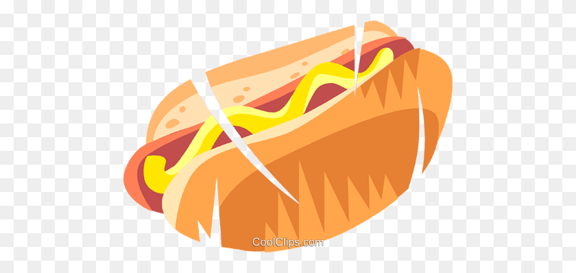 480x338 Hot Dog Con Mostaza Royalty Free Vector Clipart Illustration - Mostaza Clipart