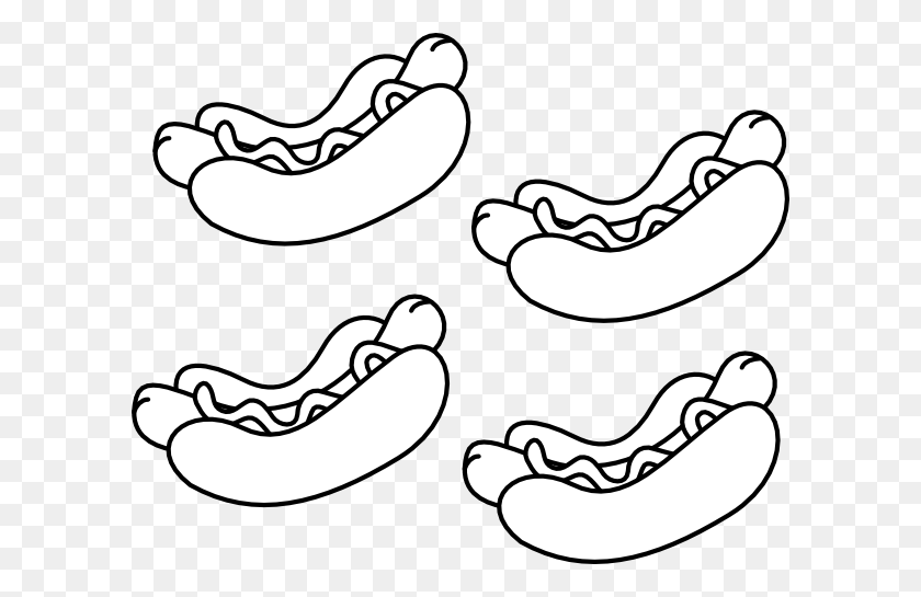 600x485 Hot Dogs Clip Art - Hot Dog Clipart Black And White