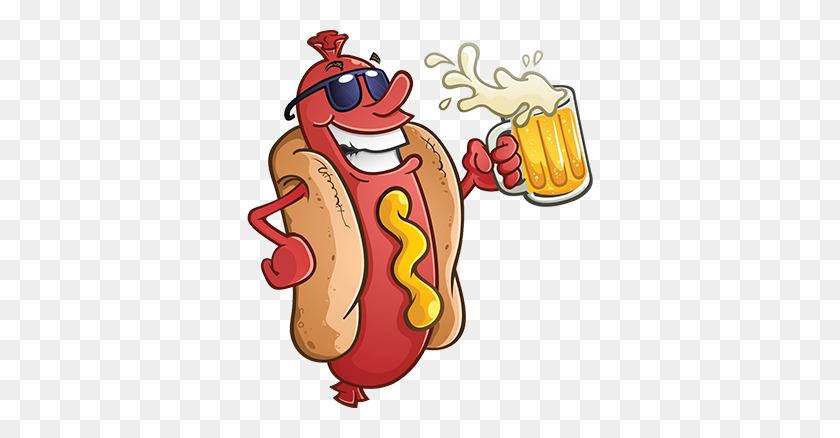 360x378 Hot Dogs Clipart Beer - Hot Dog Clip Art Free