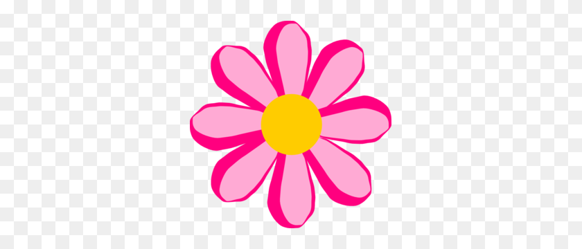 291x300 Hot Pink Flower Clipart - Hippie Flowers Clip Art