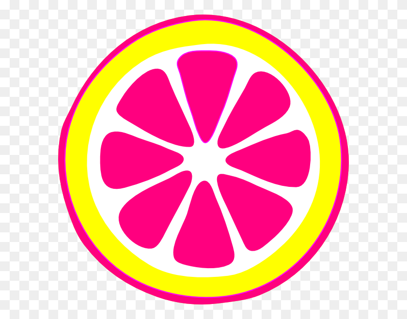 600x599 Ярко-Розовый Ломтик Лимона Картинки - Лимонный Клипарт