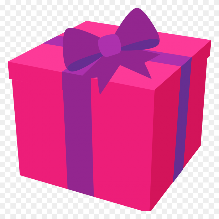1200x1200 Hot Pink Present W Purple Bow Whimsical - Imágenes Prediseñadas De Feliz Cumpleaños Mamá