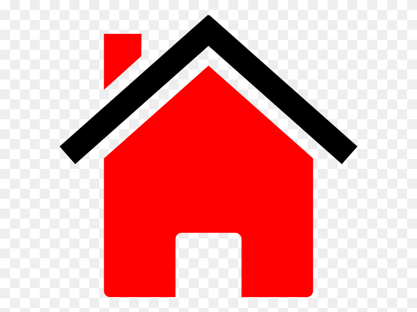 600x568 House Black Red Clip Art - Small House Clipart