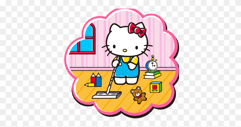 408x382 House Cleaning Kitty! - Clean Bedroom Clipart