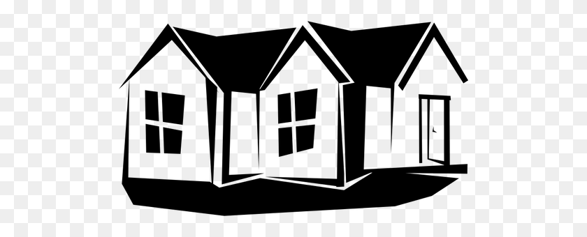 500x280 House Clipart Black And White - Neighborhood Clipart Black And White