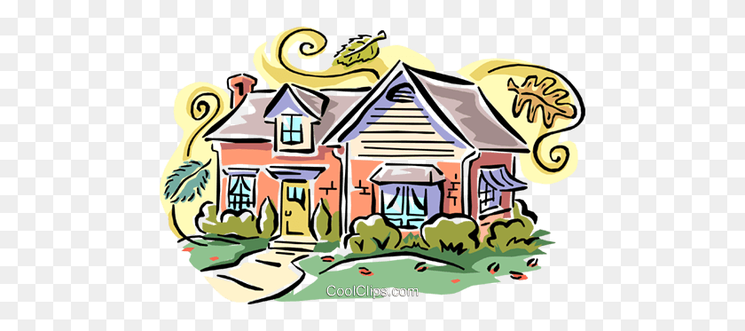 480x313 House Fall Scene Royalty Free Vector Clip Art Illustration - Scene Clipart