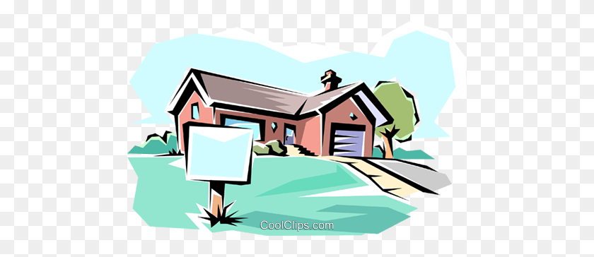 480x304 House For Sale Royalty Free Vector Clip Art Illustration - Urban Community Clipart